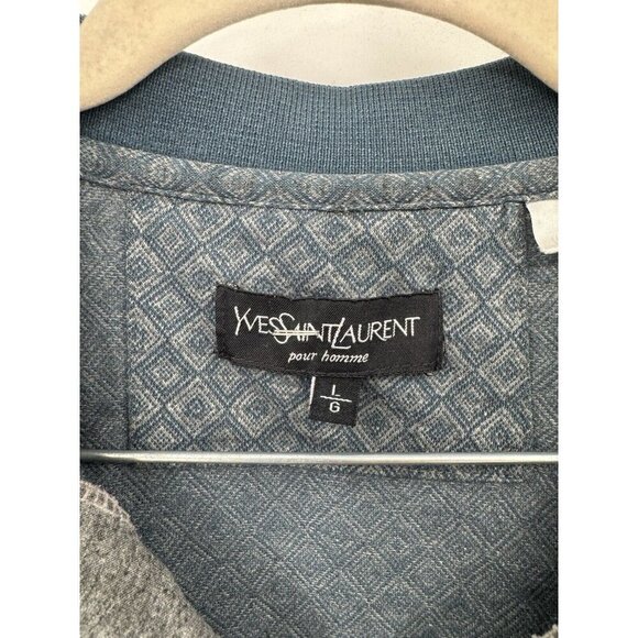 Yves St Laurent Polo Shirt Women L Blue Collared Short Sleeve Preppy Geometric - Picture 3 of 7